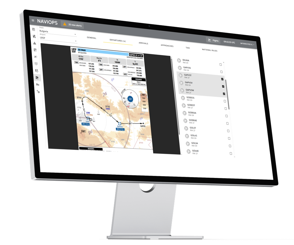 NaviOps airport chart viewer with departure procedures