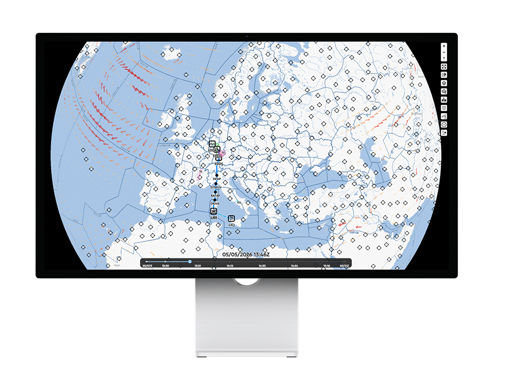 NaviOps global flight map with weather and route overlays